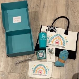 30th Birthday Rainbow Tote Gift Set - Teal Accents